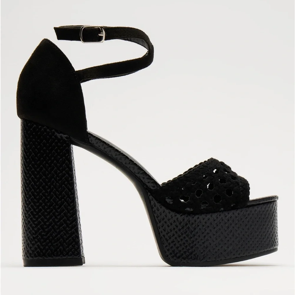 Black Heels Platform Shoes NWT - Picture 3 of 8